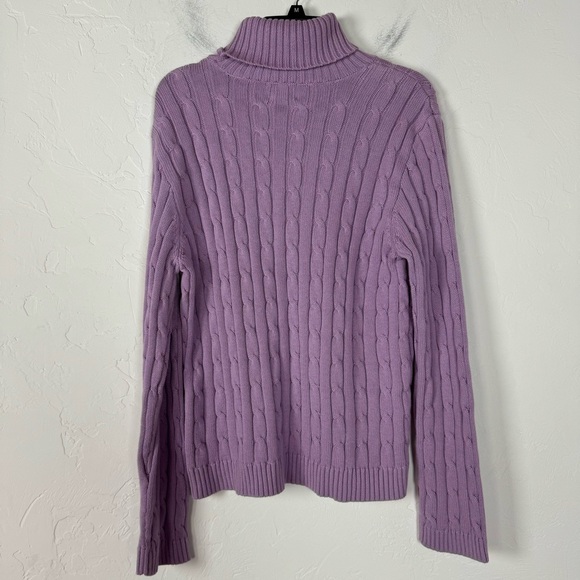 Chaps Classics Pullover Sweater Top Solid Light Purple Lavender Cable Knit - Picture 2 of 6